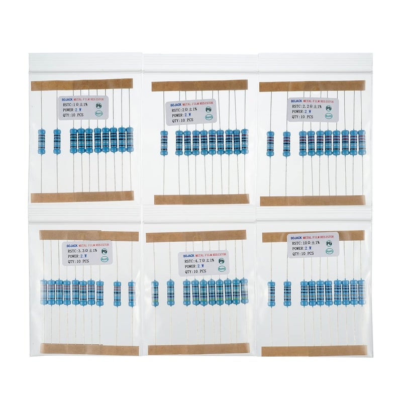 BOJACK 300 Pcs 30 Values Resistor Kit 1 Ohm - 1M Ohm with 1% 2W Metal Film Resistors Assortment - Image 3